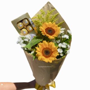 Duo de girassóis e Ferrero Rocher