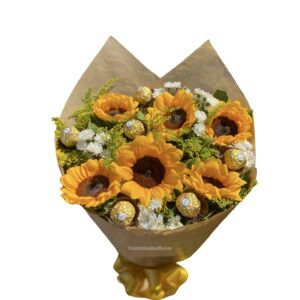 Ramalhete luxo - Girassóis e Ferrero Rocher